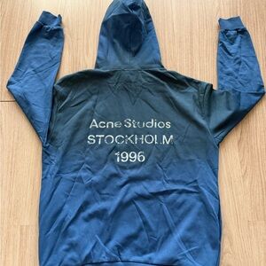Acne studio blue pullover sweatshirt hoodie men blue size L new